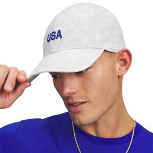 Under Armour x USA Essential Adjustable Hat White Grey Marble Men's OSFM- NWT